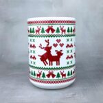 Kubek świąteczny jelenie szlaczki jak ze swetra świątecznego