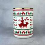 Kubek świąteczny jelenie szlaczki złoty humping deer