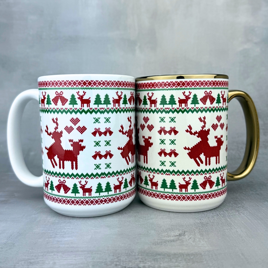 Kubek świąteczny jelenie szlaczki