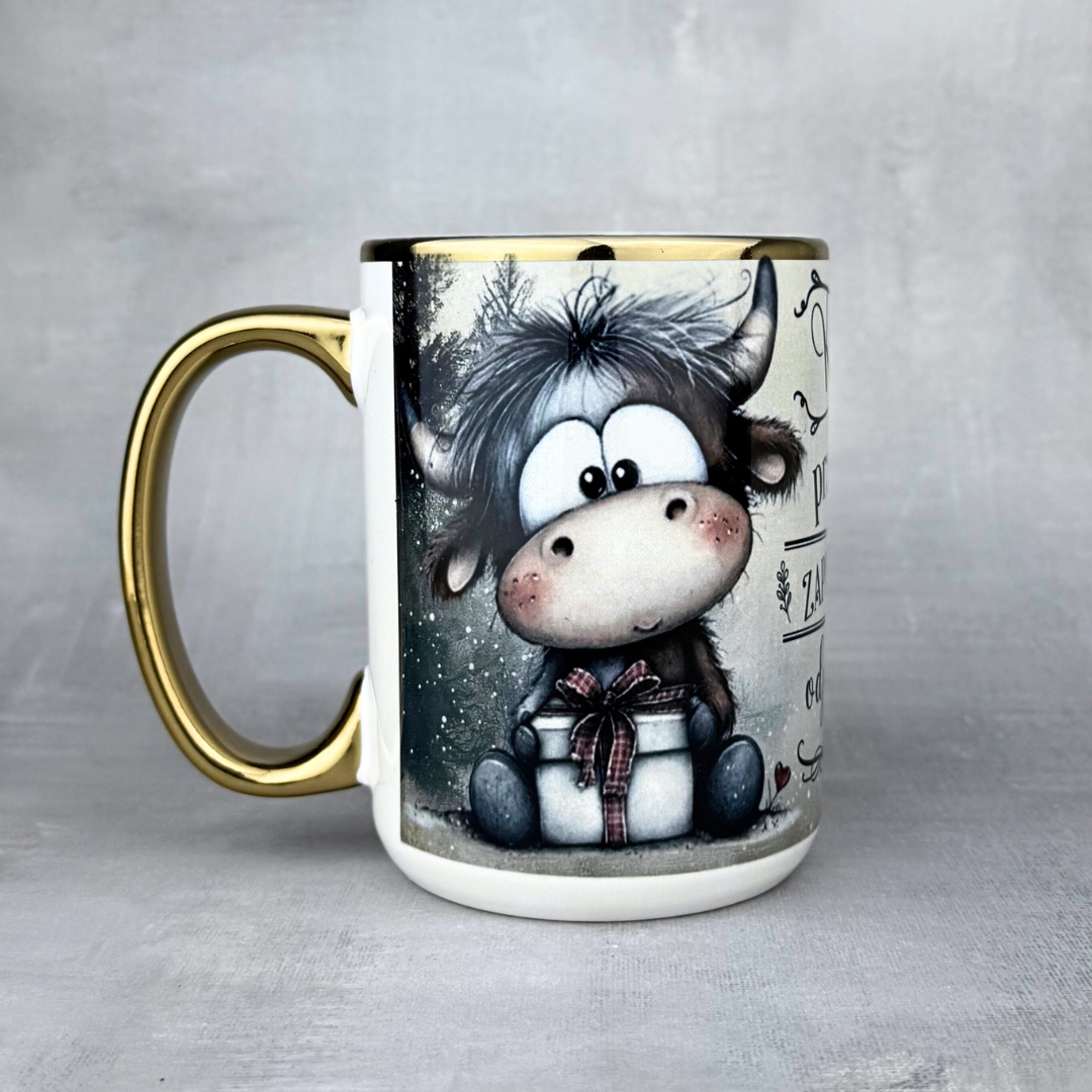 Kubek świąteczny kobieto przestań zapierdalać złoty