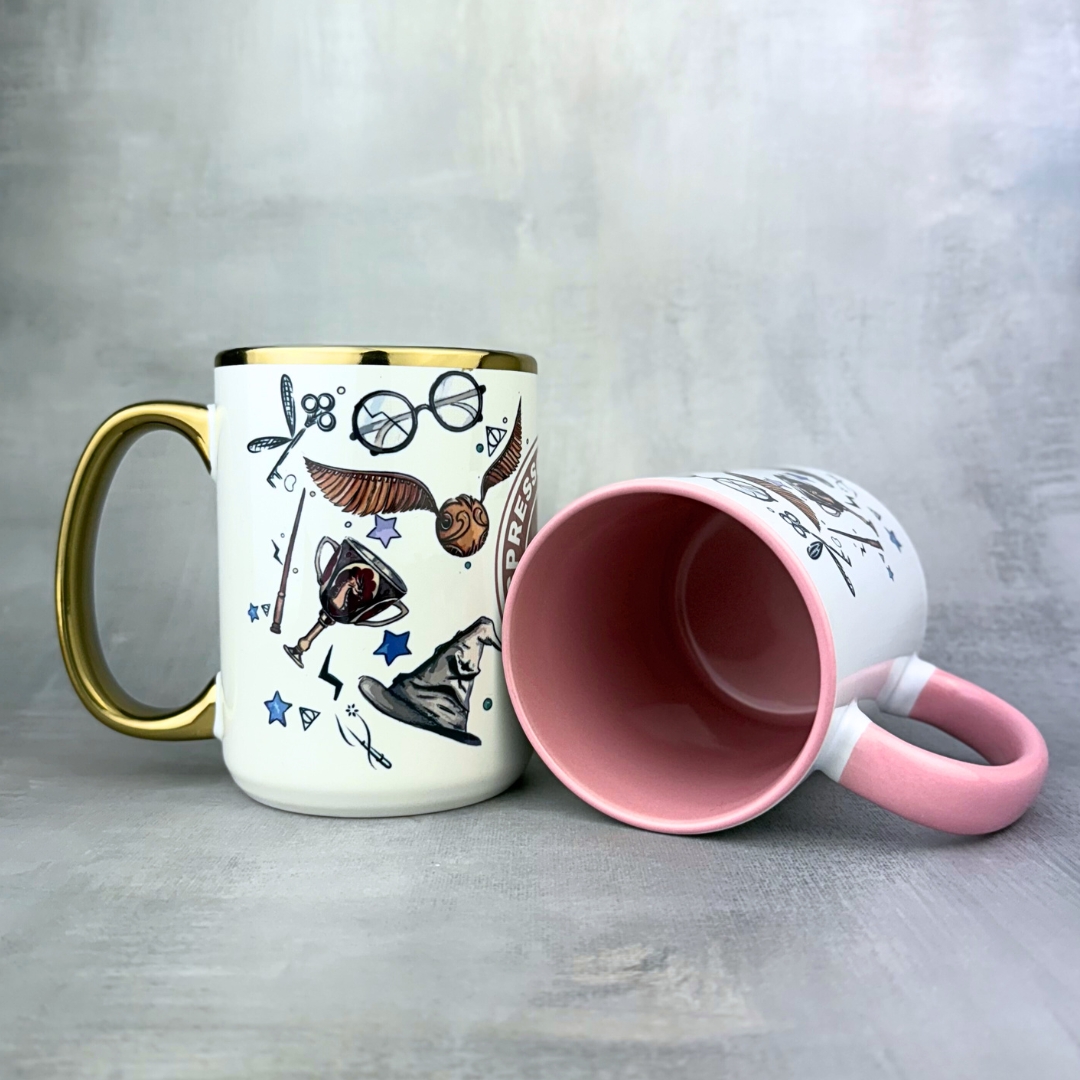 Kubek espresso patronum kurwa świąteczny różowy i złoty