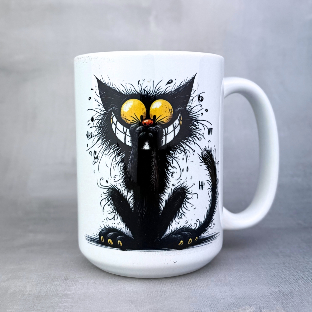 Kubek gdyby głupota emitowała światło z kotem