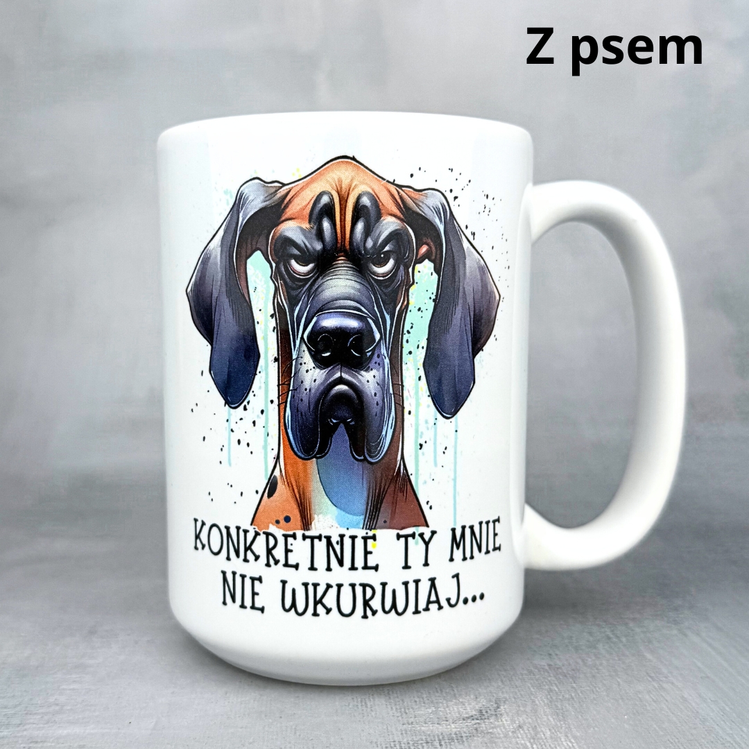 Kubek nie wkurwiajmy się zawzajem Kubek nie wkurwiajmy się zawzajem z psem