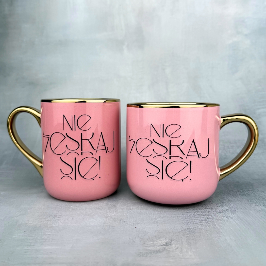 Kubek nie zesraj się (szyfr) elegant różowy