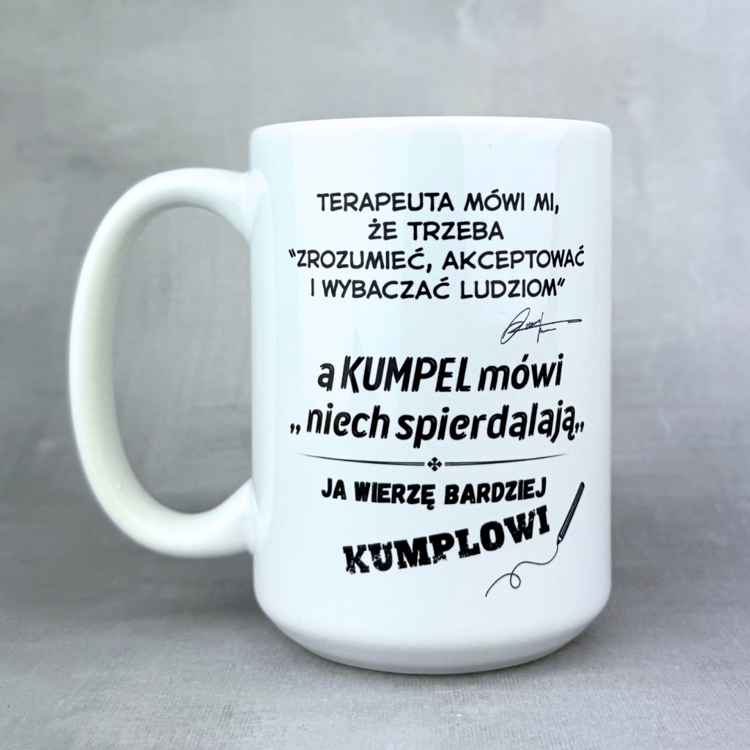 Kubek terapeuta mówi mi (dla niego) nowośc