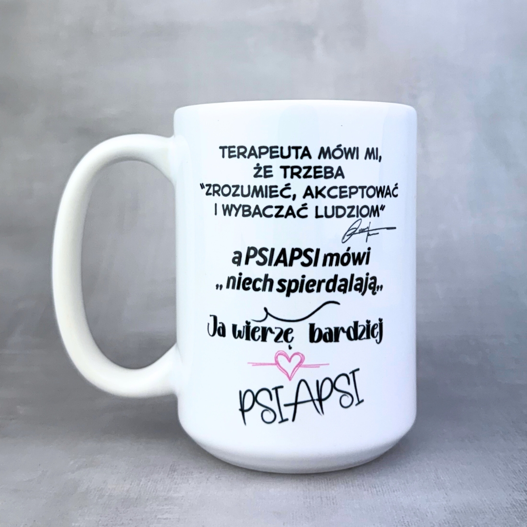 Kubek terapeuta mówi mi (mała złośnica) biały