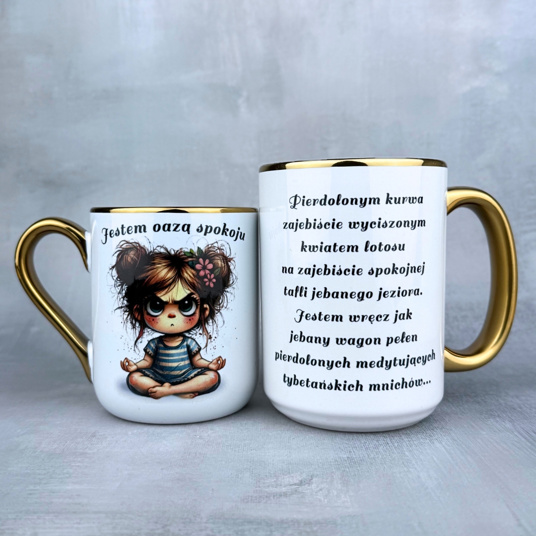 Kubek jestem oazą spokoju (Mała Złośnica) złoty