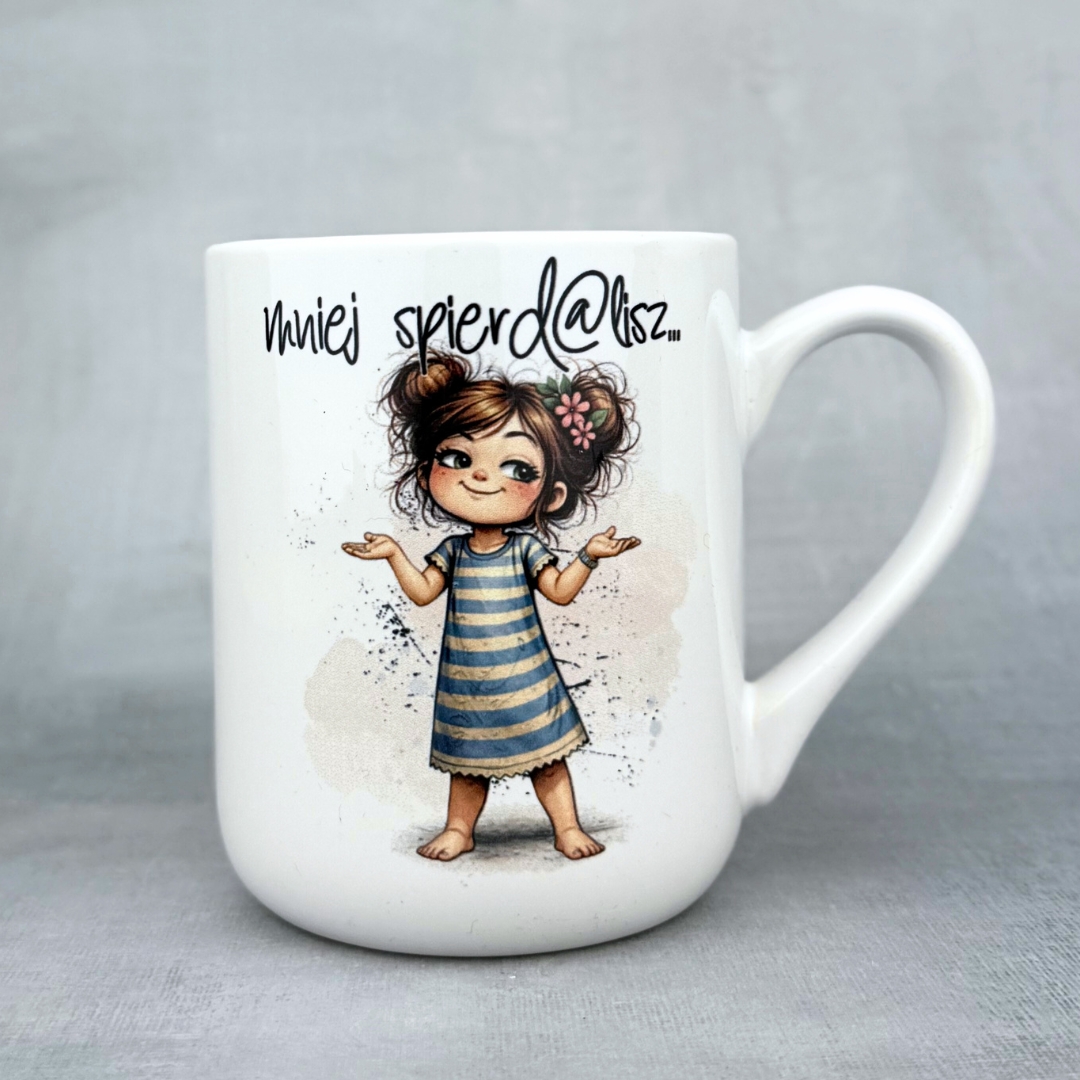 Kubek mniej zrobisz mniej spierdolisz (Mała Złośnica) nowość Kubek mniej zrobisz mniej spierdolisz (Mała Złośnica) 330ml