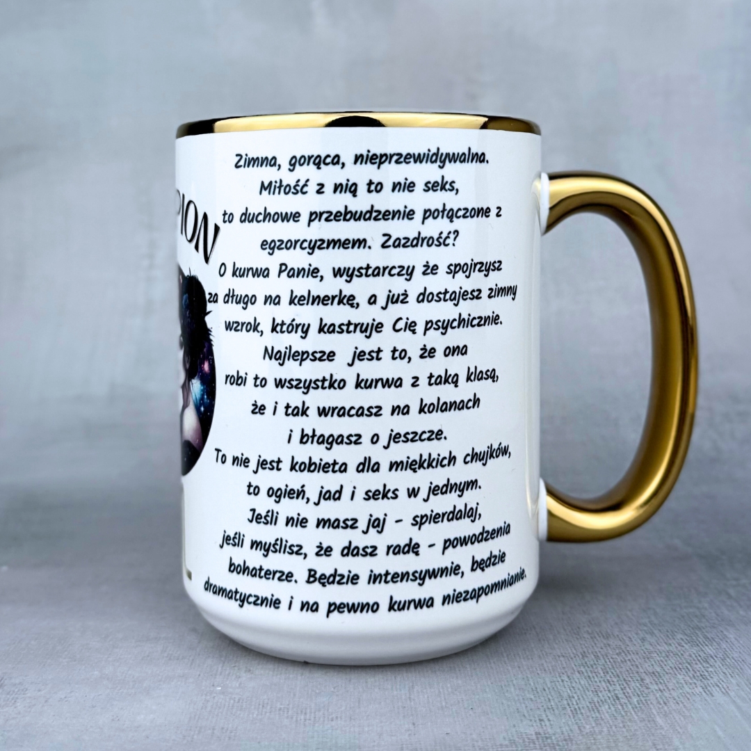 Kubek skorpion dla niej znaki zodiaku Kubek skorpion dla niej znaki zodiaku 450ml złoty