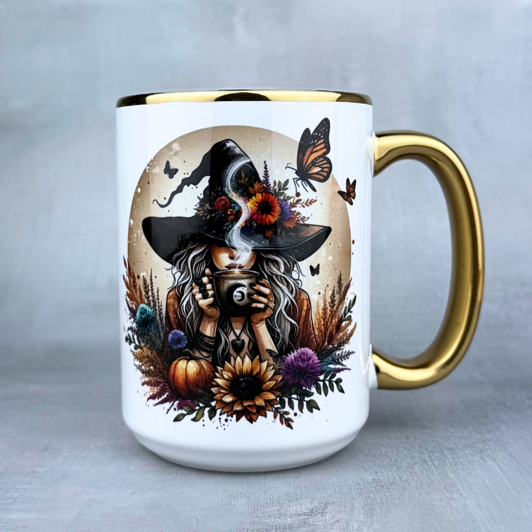 Kubek wiedźmy też potrzebują kawy nowy złoty