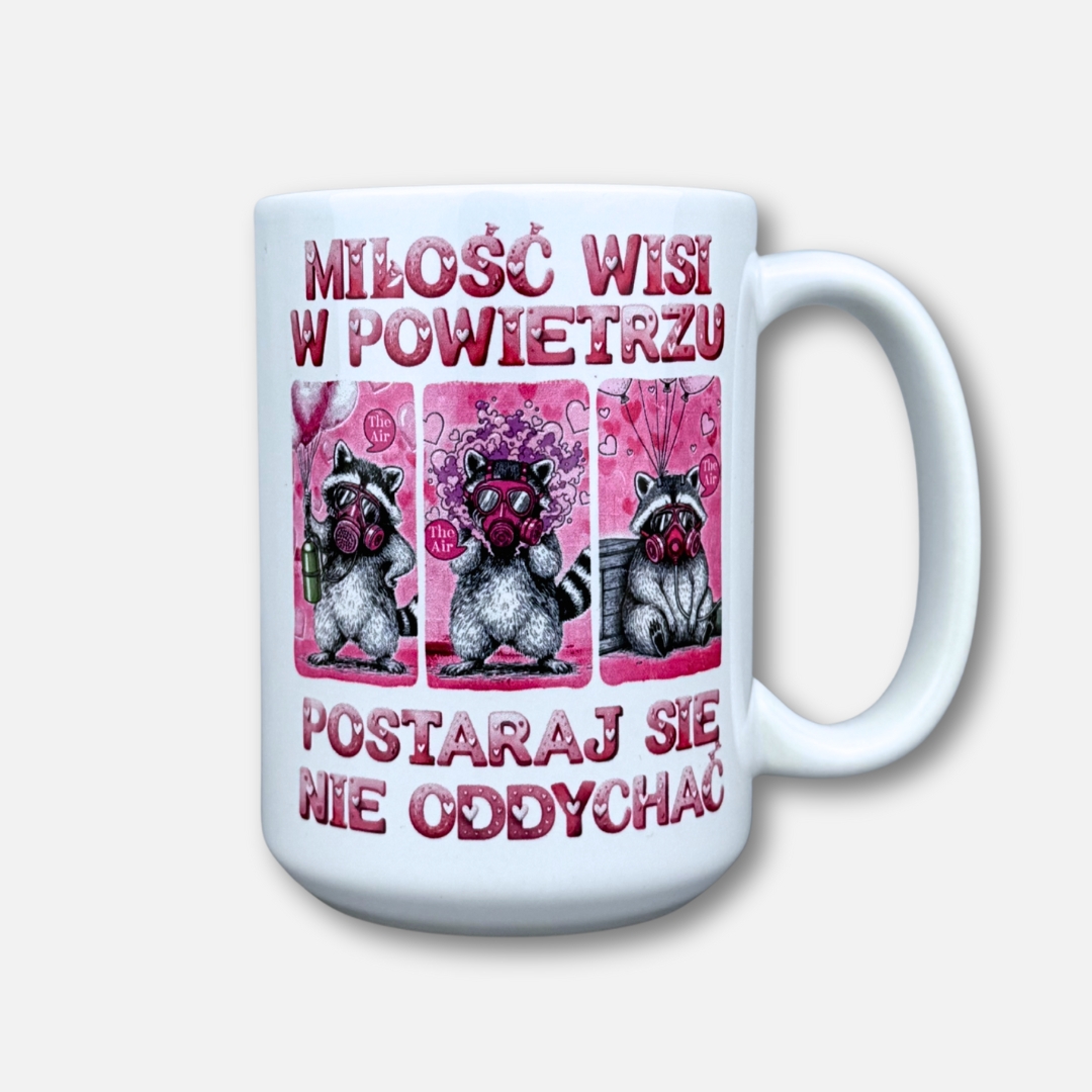 Kubek miłość wisi w powietrzu