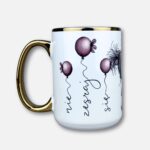 Kubek nie zesraj się (baloniki) klasyczny biały 450ml złoty