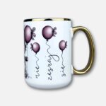 Kubek nie zesraj się (baloniki) klasyczny biały 450ml złoty uchwyt