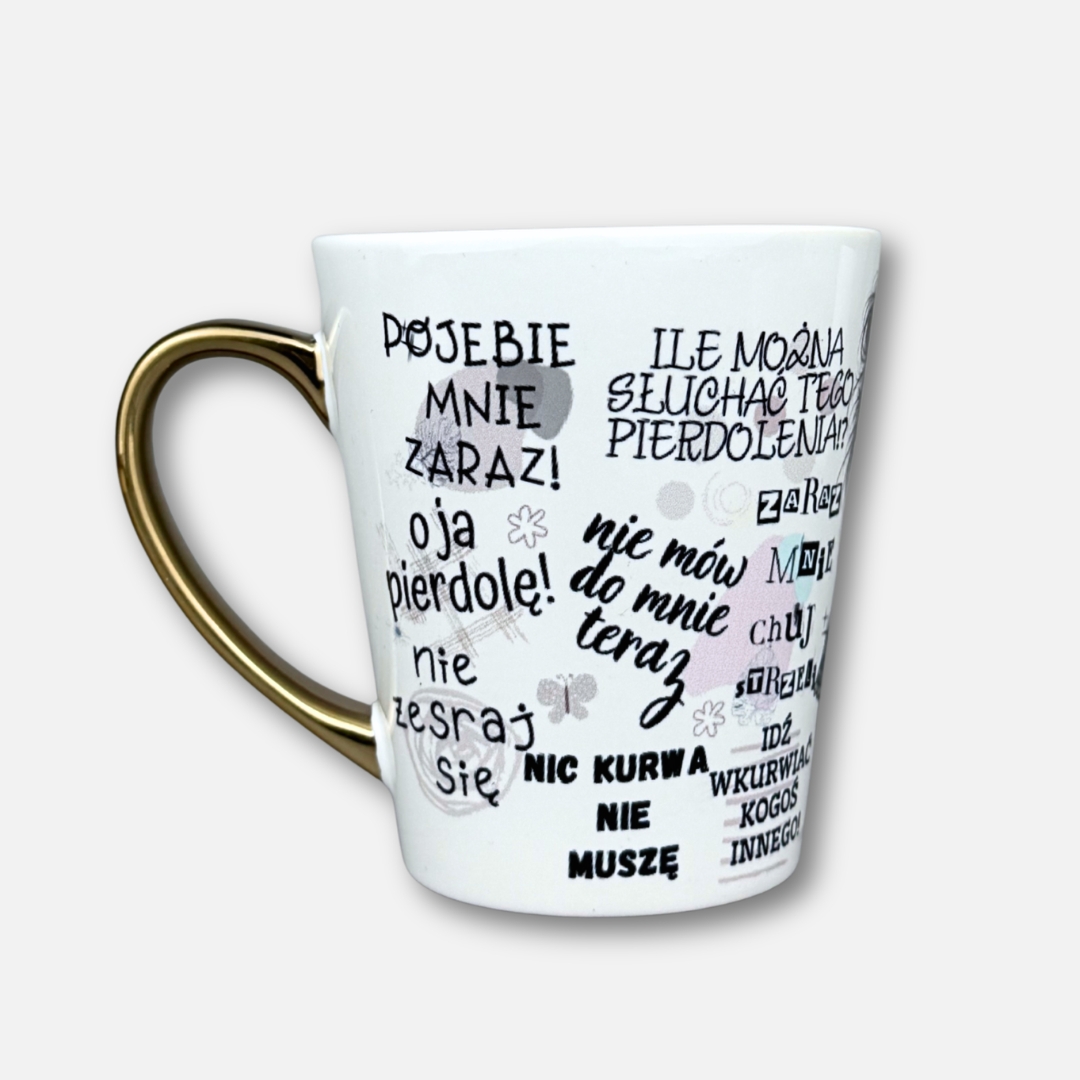 chamski Kubek latte mała złośnica 330ml złoty