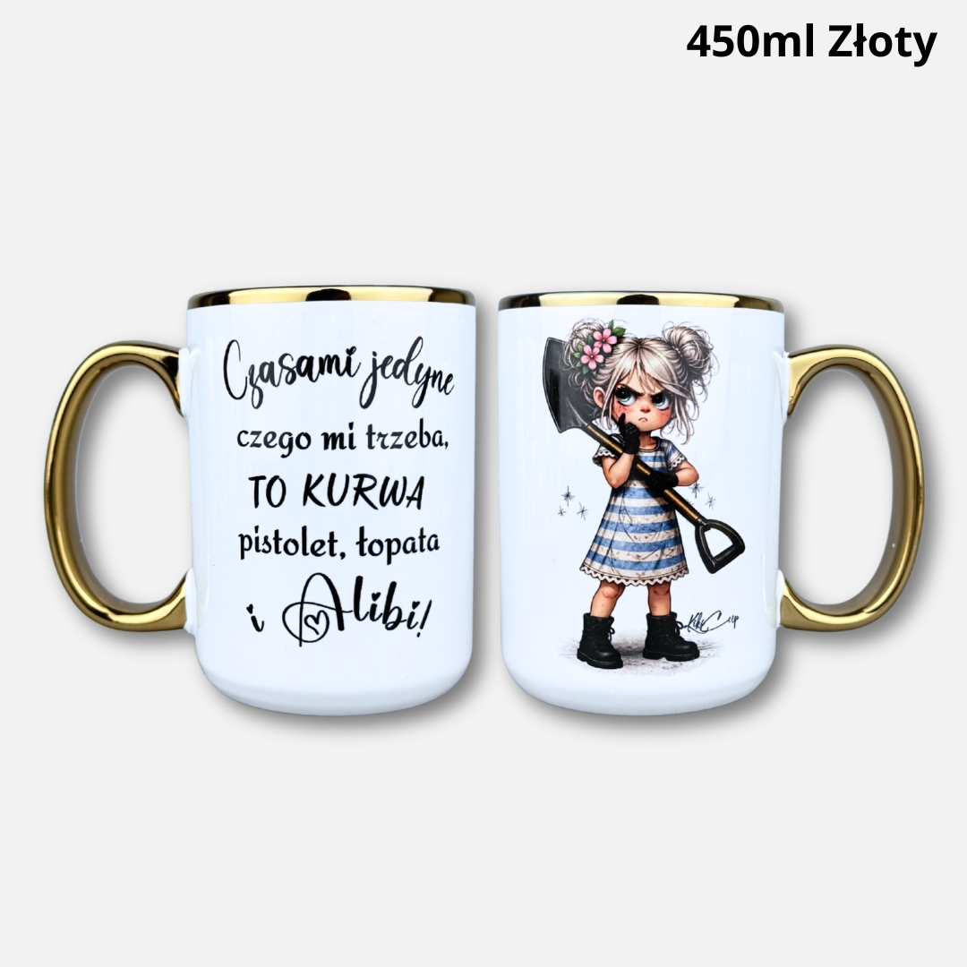 Kubek czasami jedyne czego mi trzeba (Mała blondi) 450ml złoty