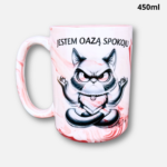 Kubek Jestem oazą spokoju marmurkowy różowy 450