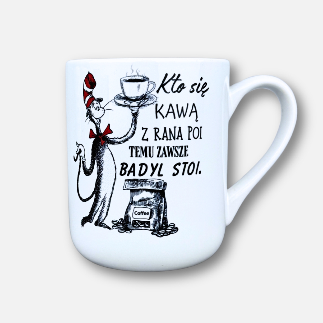 Kubek kto się kawą z rana poi 330ml klasyczny nowość