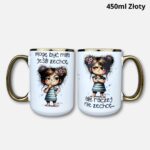Kubek mogę być miła (mała Złośnica) 450ml złoty