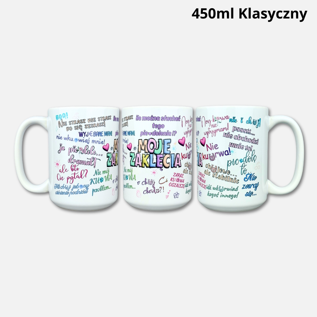 Kubek moje zaklęcia (kolorowy z cenzurą) 450ml klasyczny