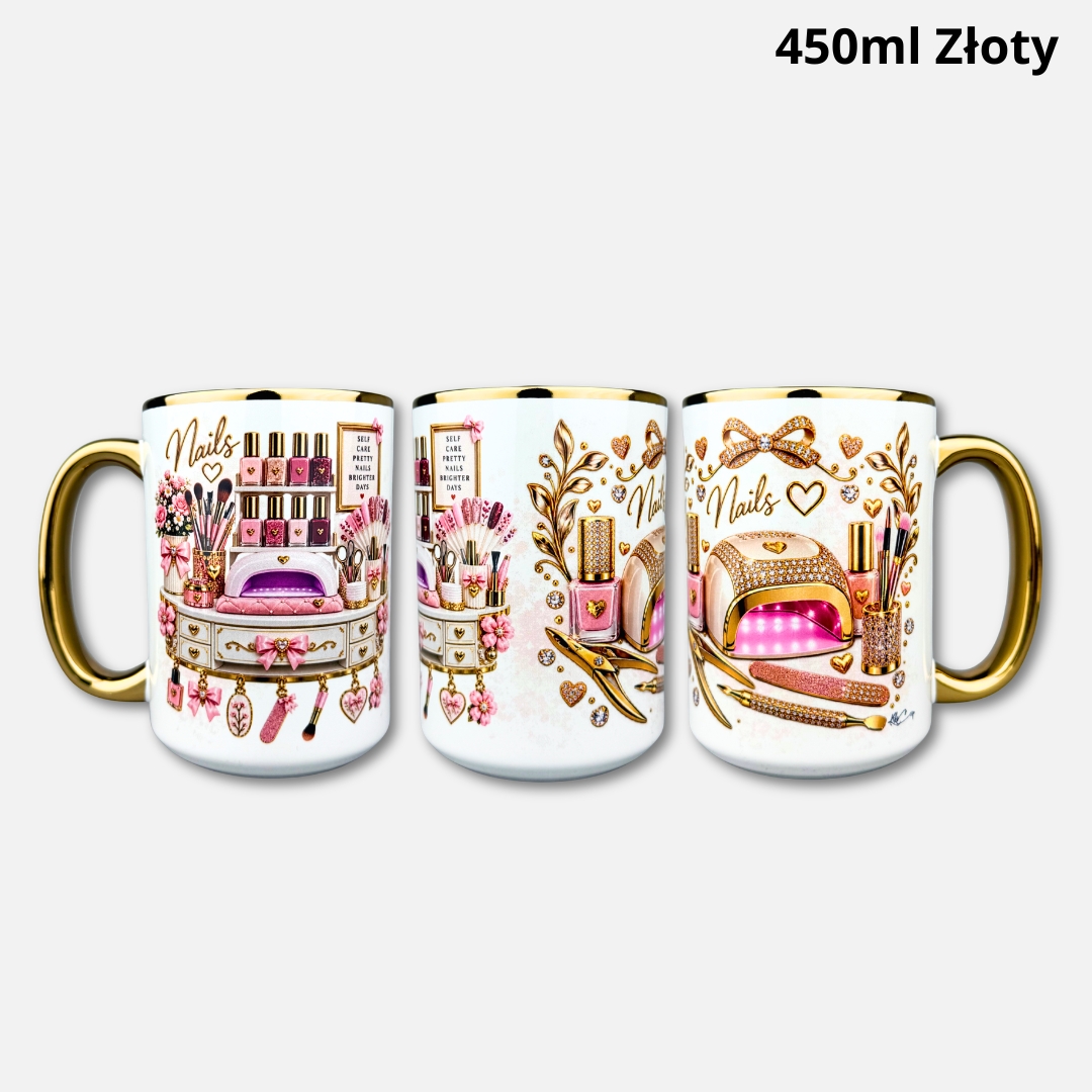 Kubek stylistki paznokci (premium) 450ml złoty