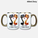 Kubek dwie żmije w jednym miejscu 450ml złoty