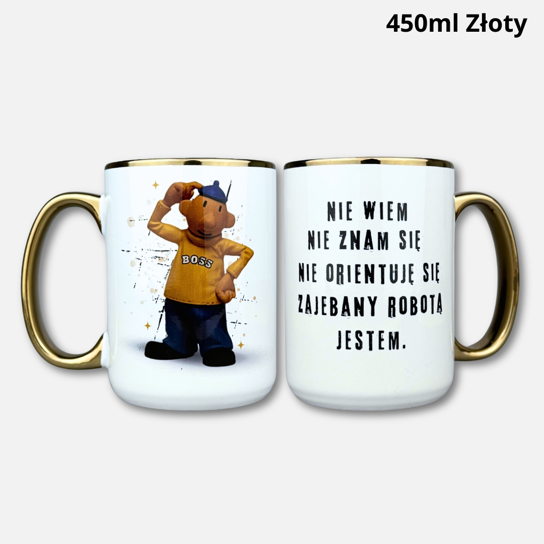 Kubek nie wiem nie znam się nie orientuje się (Pat i Mat) 450ml złoty