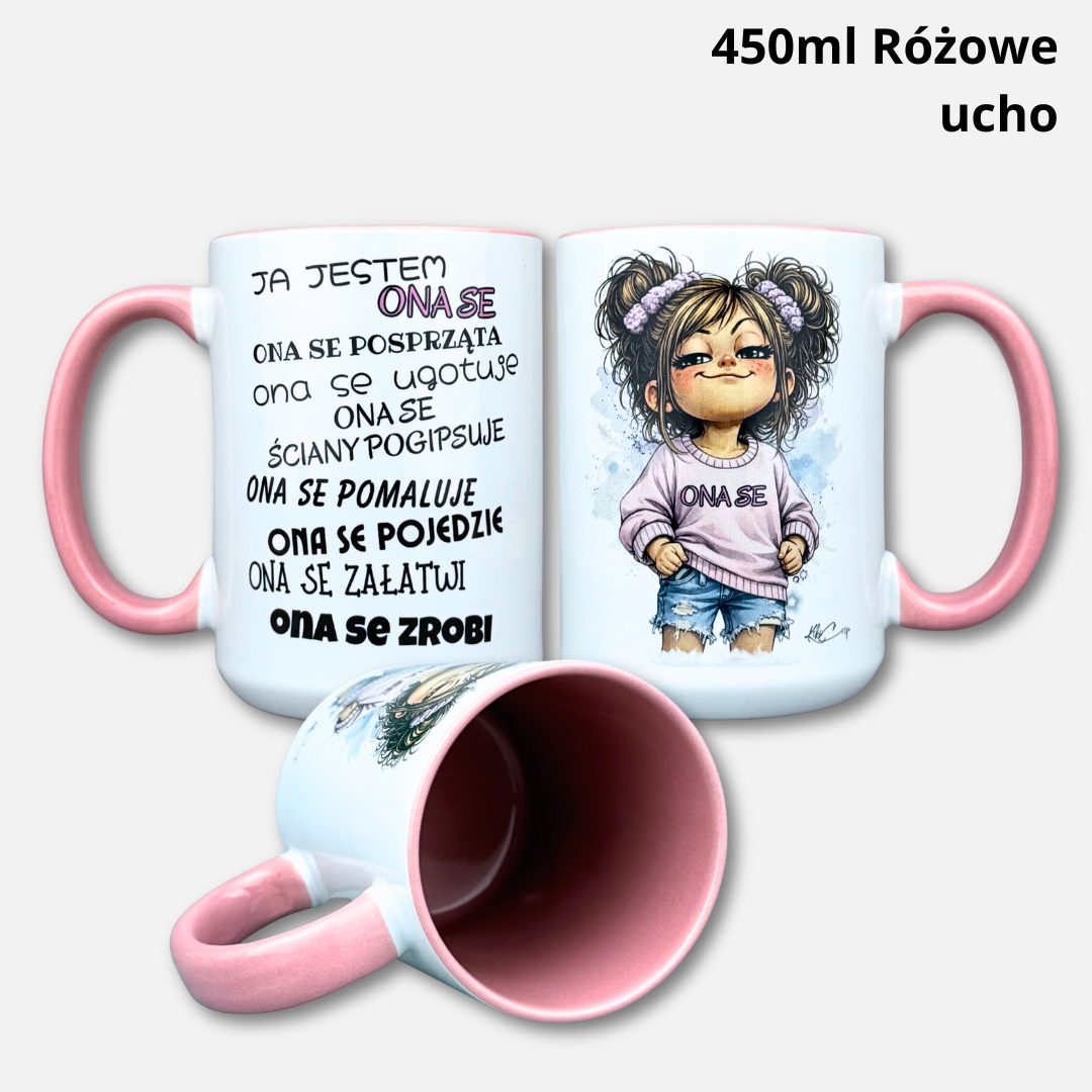 Kubek onase (Mała Złośnica) Kubek onase (Mała Złośnica) 450ml różowe ucho