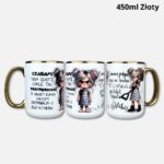 Kubek chat gpt x alibi (Mała Blondi) 450ml złoty