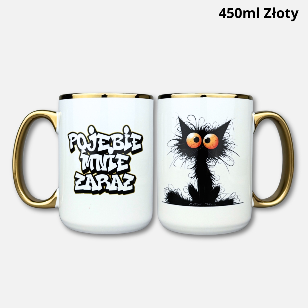 Kubek pojeie mnie zaraz (z kotem) 2026 Kubek pojeie mnie zaraz (z kotem) 2026 450ml złoty