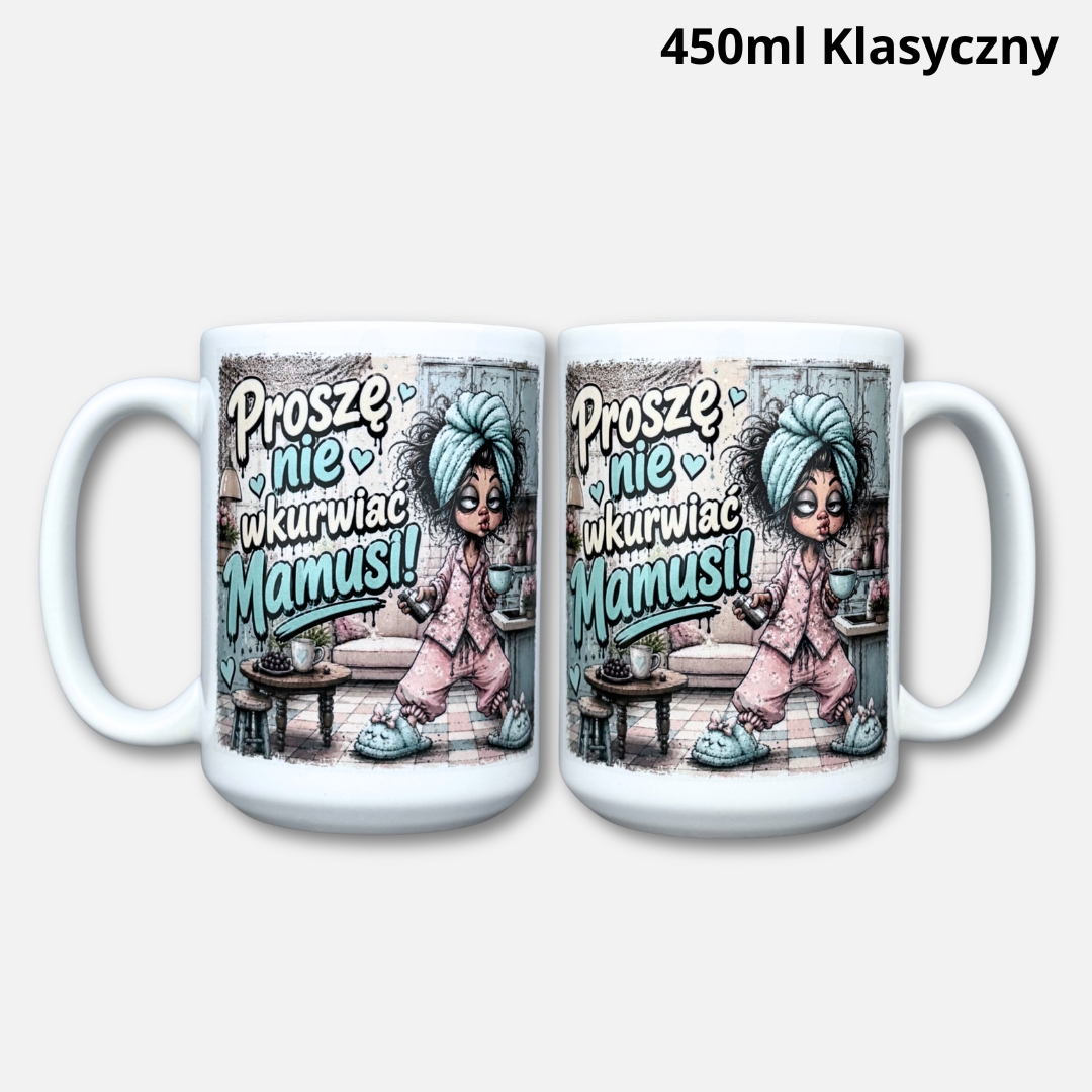 Kubek proszę nie wkuwiać mamusi (boho) 450ml klasyczny biały