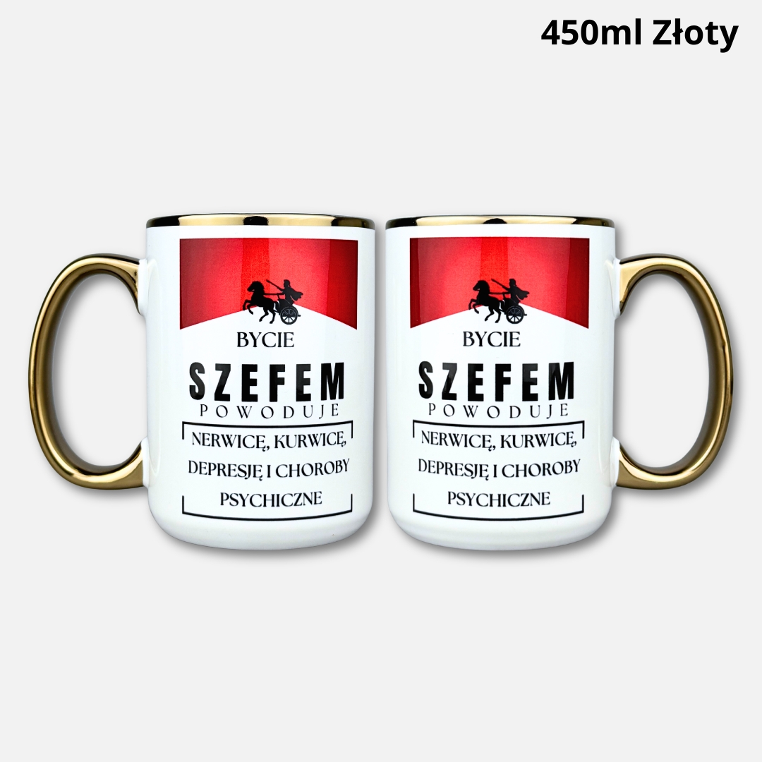 Kubek bycie szefem powoduje 450ml złoty
