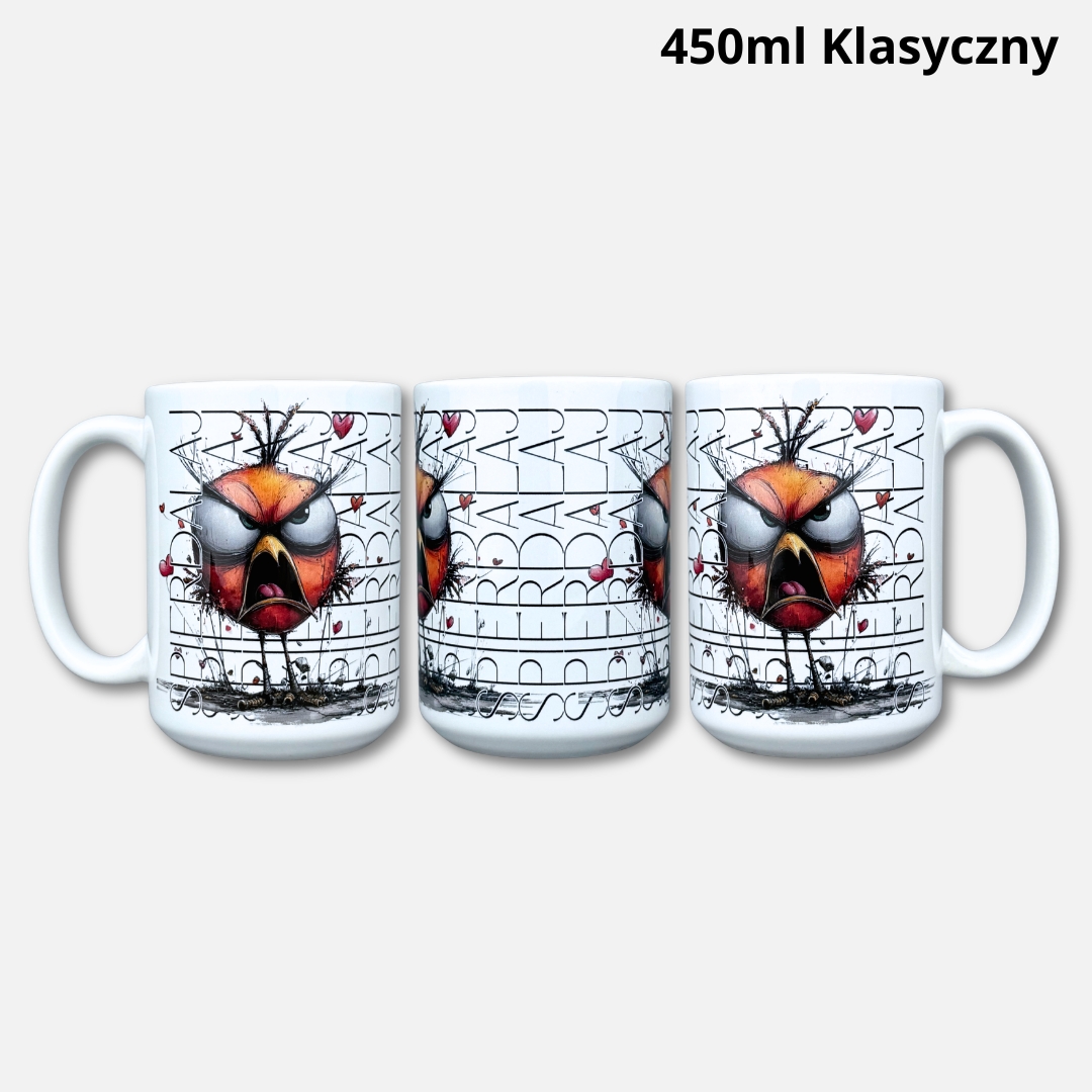 Kubek spierdalaj (szlaczki) z ptakiem 450ml klasyczny