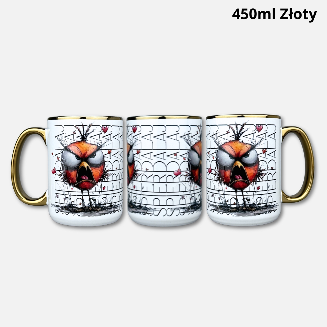 Kubek spierdalaj (szlaczki) z ptakiem Kubek spierdalaj (szlaczki) z ptakiem 450ml złoty