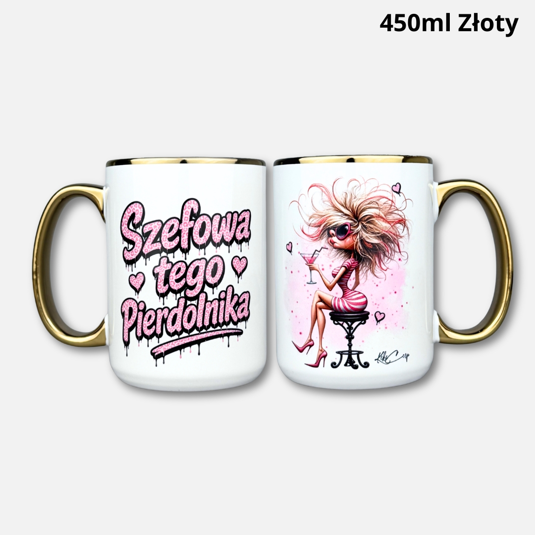 Kubek szefowa tego pierdolnika Kubek szefowa tego pierdolnika 450ml złoty