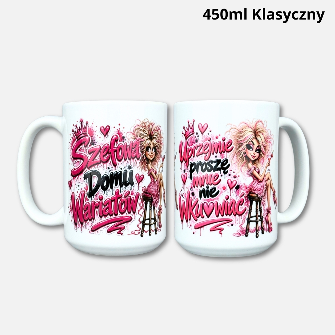 Kubek szefowa domu wariatów (z cenzurą) 450ml klasyczny