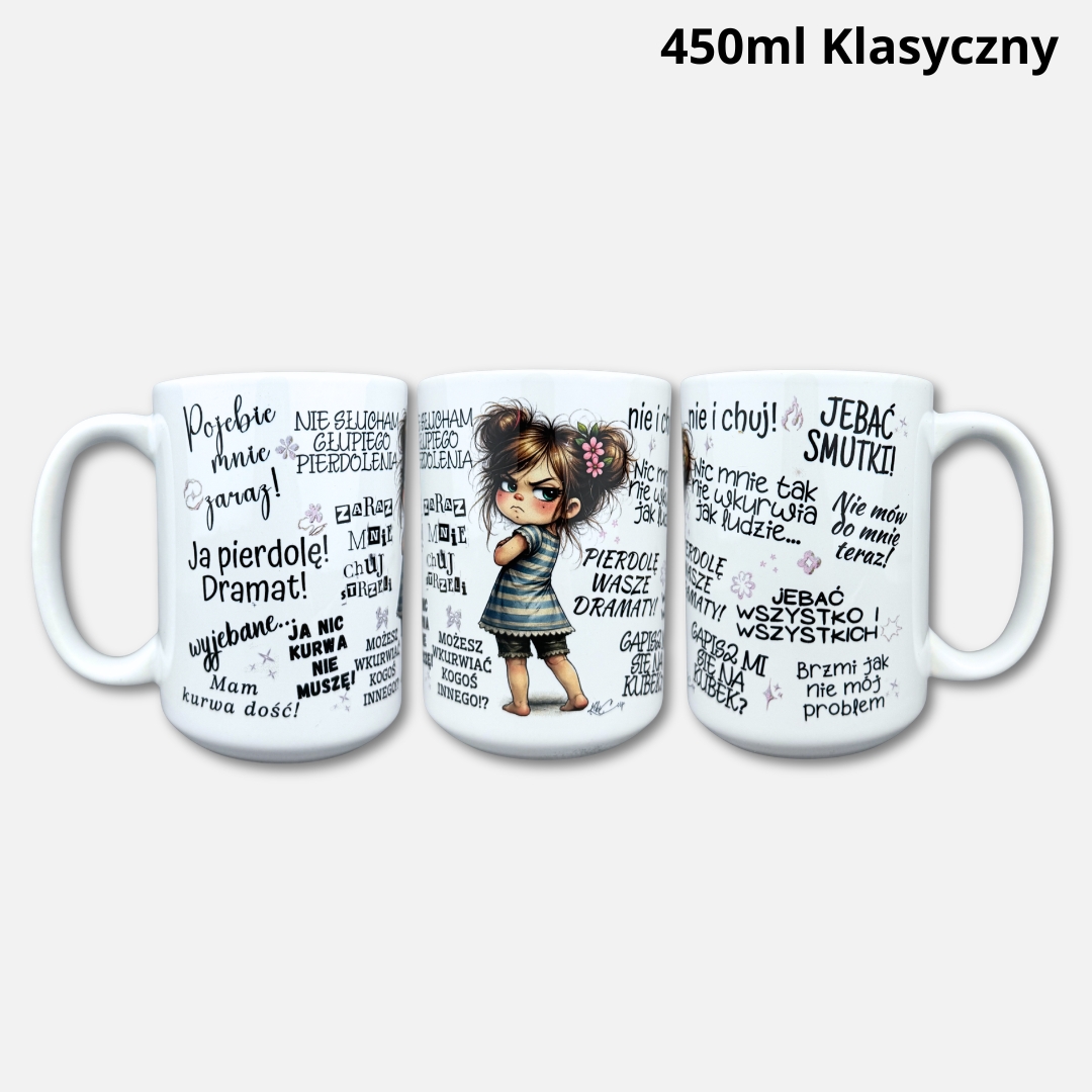 Chamski kubek (Mała Złośnica) nowość złoty uchwyt Chamski kubek (Mała Złośnica) nowość 450ml klasyczny biały