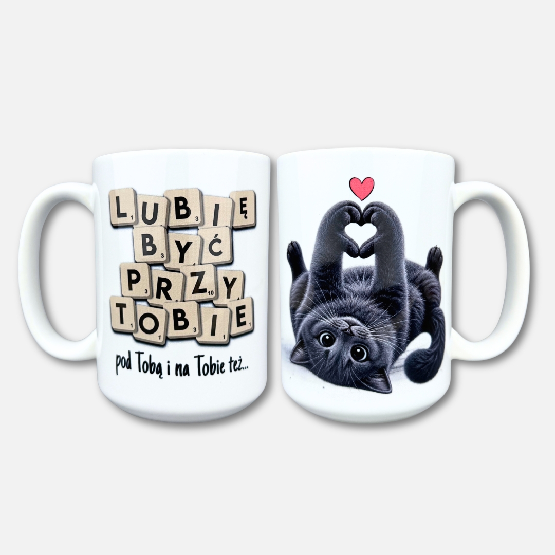 Kubek lubię być przy tobie (z kotem) klasyczna biel