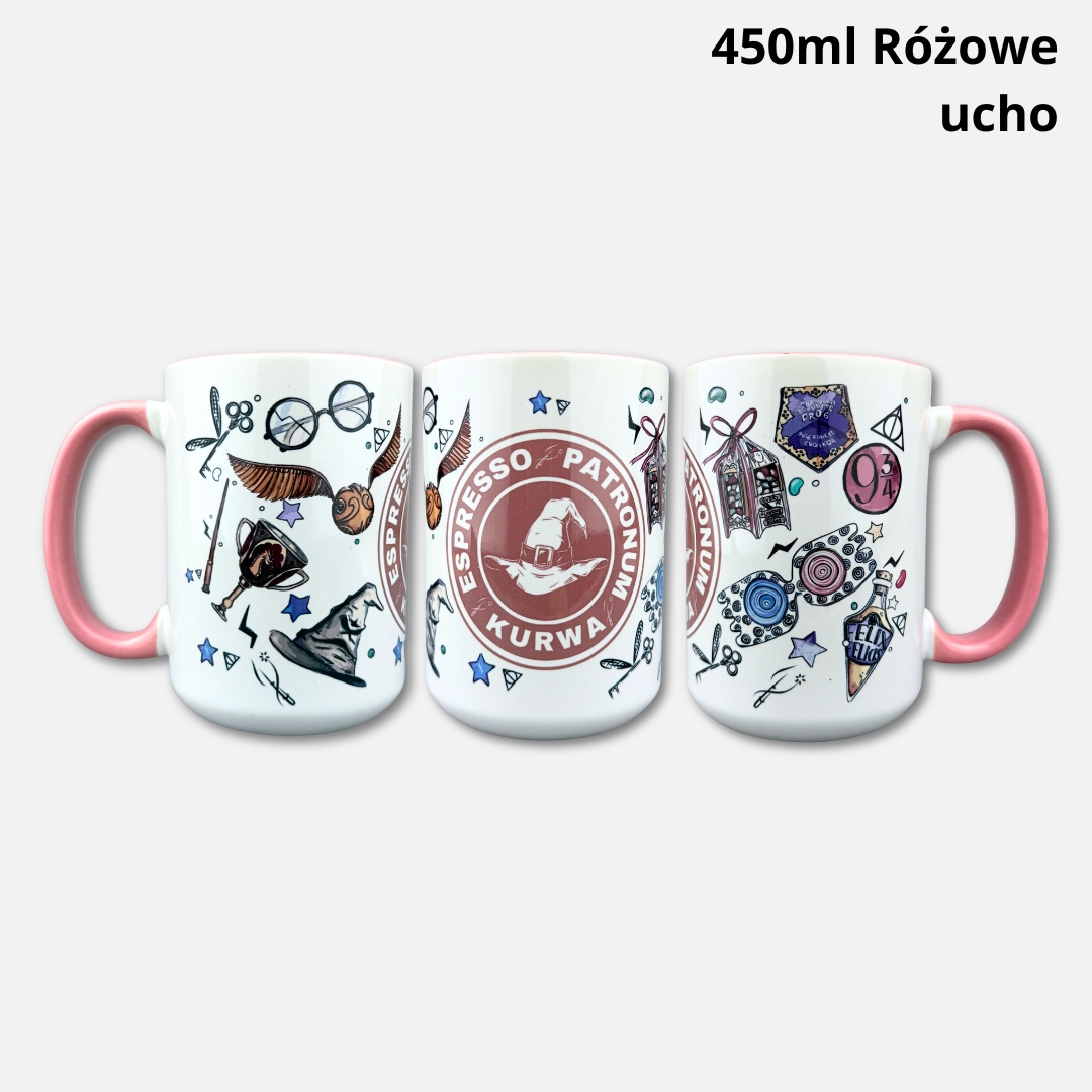 Kubek Espresso patronum kurwa (kolor) 450ml różowe ucho