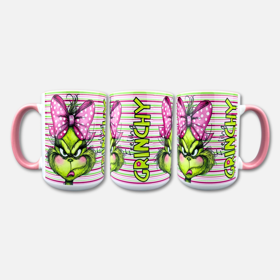 Kubek feeling grinchy V2 Kubek dla niej 450ml różowe ucho