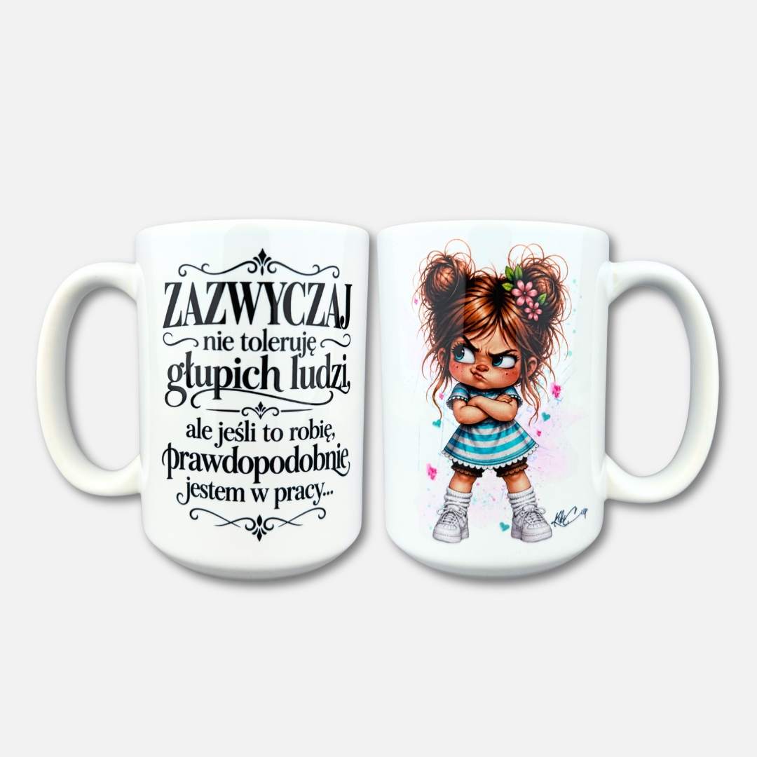 Kubek nie toleruję głupich ludzi (Mała Złośnica) klasyczna biel