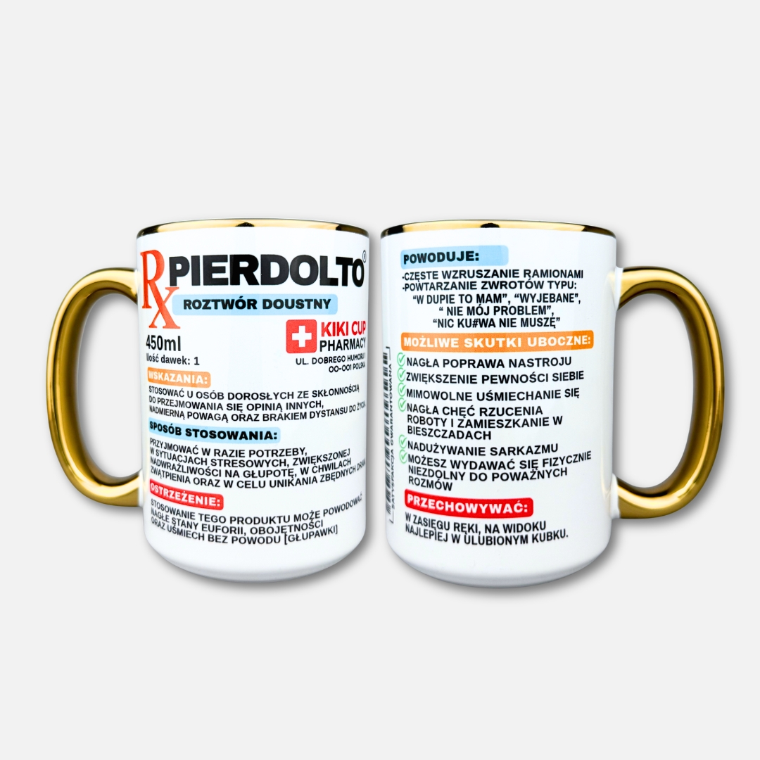 Kubek pierdolto 450ml ze złotym uchem i rantem