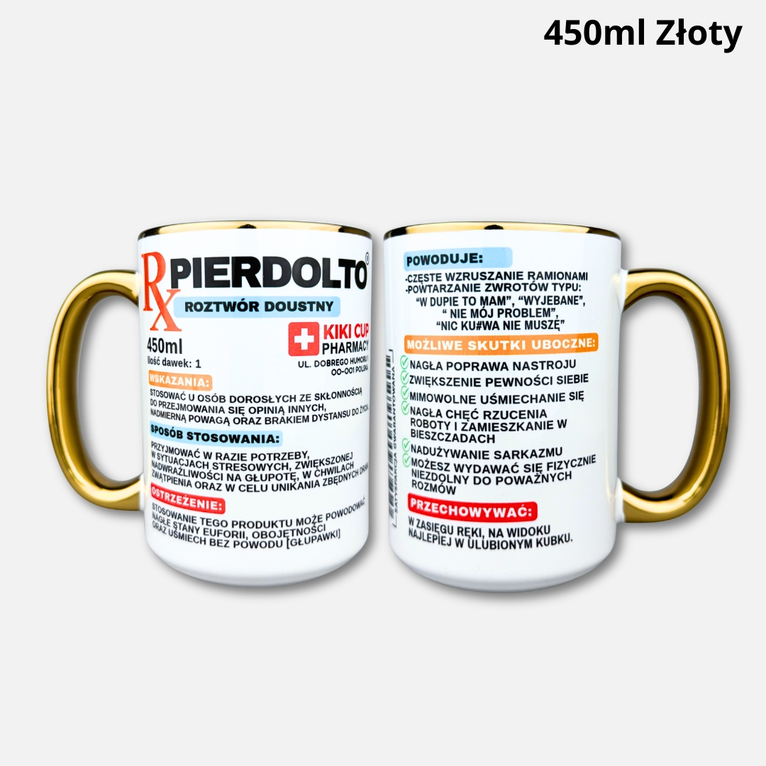 Kubek pierdolto 450ml ze złotym uchem i rantem Kubek pierdolto 450ml złoty